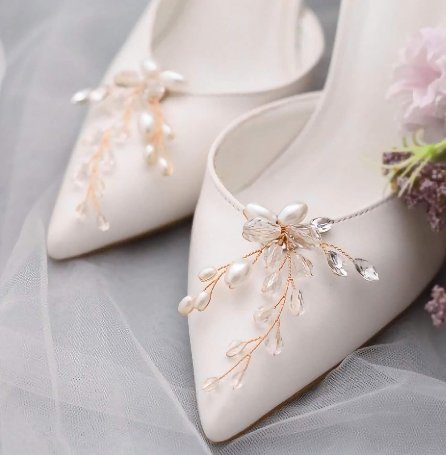 Wedding Shoe Clips, Bridal Shoe Clip, Pearl and Crystal Wedding Shoe Accessories Shoe Decoration X23