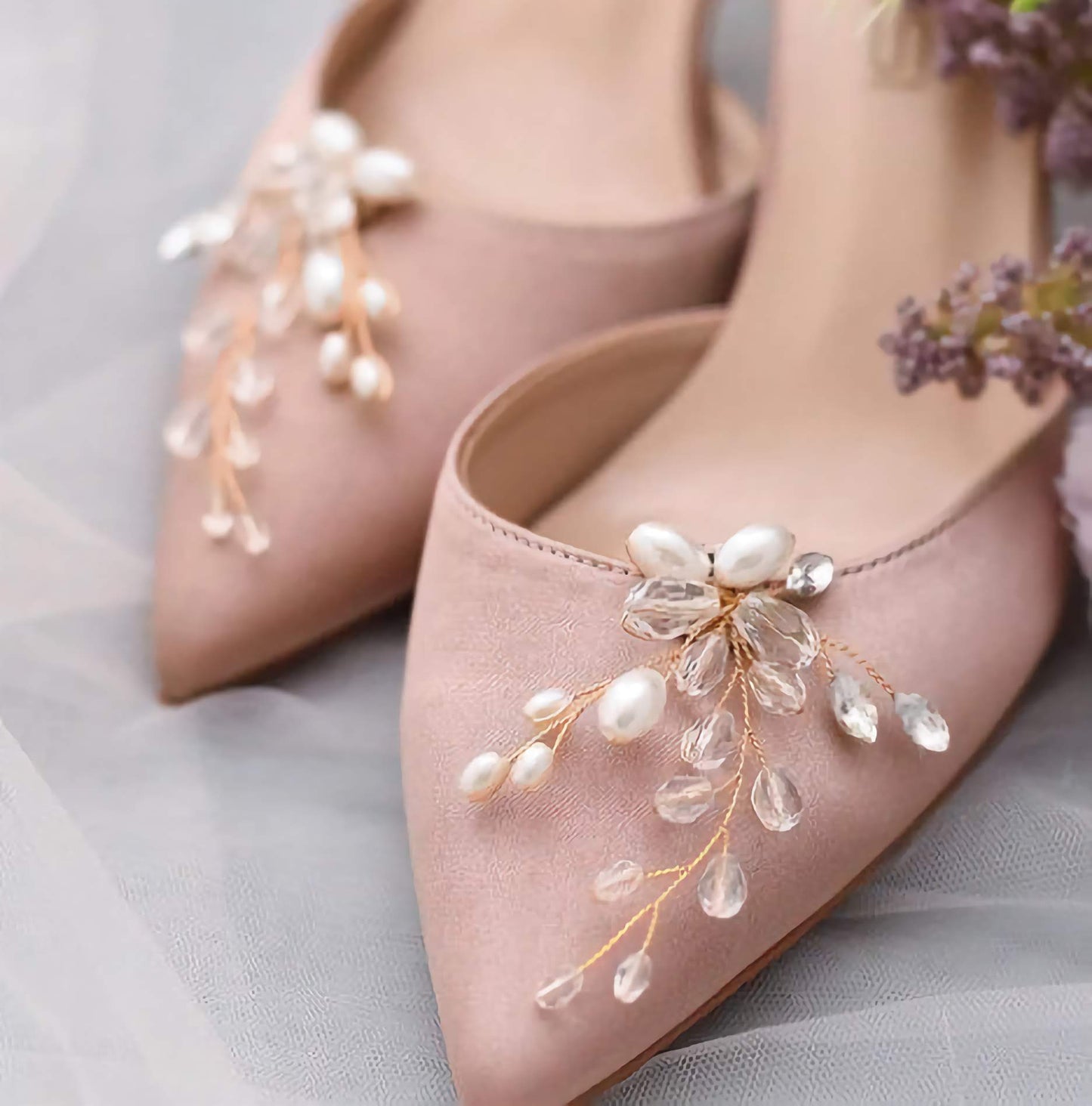 Wedding Shoe Clips, Bridal Shoe Clip, Pearl and Crystal Wedding Shoe Accessories Shoe Decoration X23